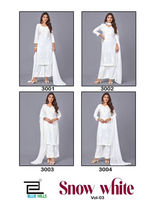 Blue hills Snow White vol 3 catalog indian white kurti