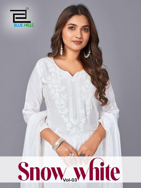 Blue hills Snow White vol 3 catalog indian white kurti