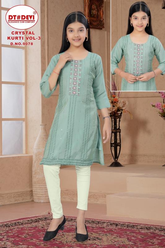 Dt Devi Crystal vol 3 9078 catalog kids wear wholesale market ulhasnagar