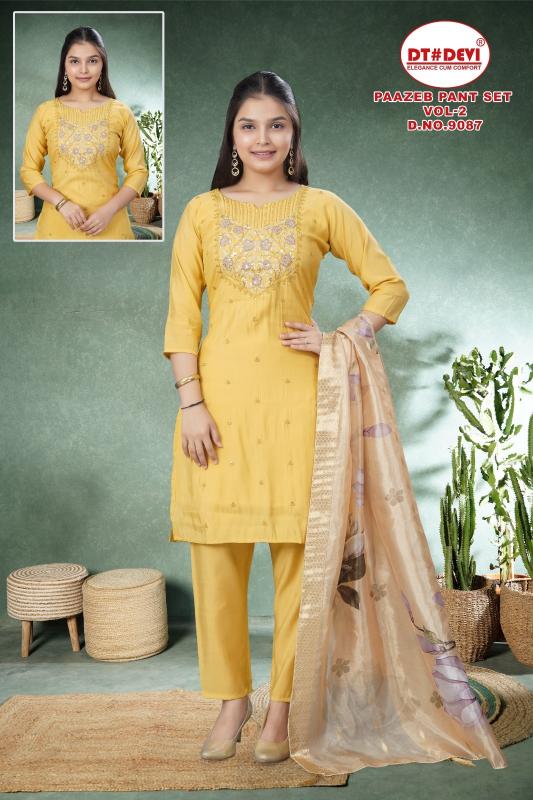Dt Devi Paazeb pant set vol 2 9087 catalog kids wear wholesale price