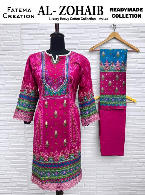 Fatema Al-Zohaib Vol-1 – Karachi Readymade Kurti Pant With Dupatta - Wholesale Catalog