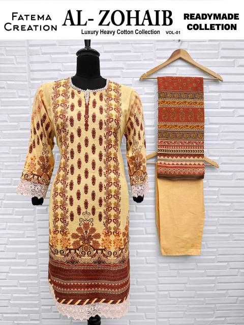 Fatema Al-Zohaib Vol-1 – Karachi Readymade Kurti Pant With Dupatta - Wholesale Catalog
