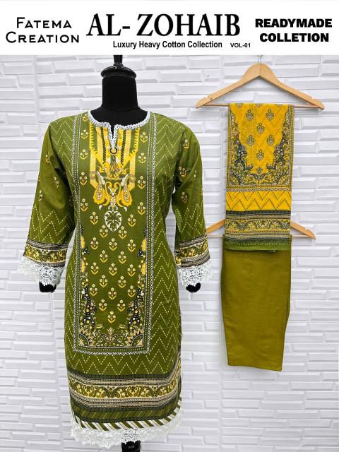 Fatema Al-Zohaib Vol-1 – Karachi Readymade Kurti Pant With Dupatta - Wholesale Catalog