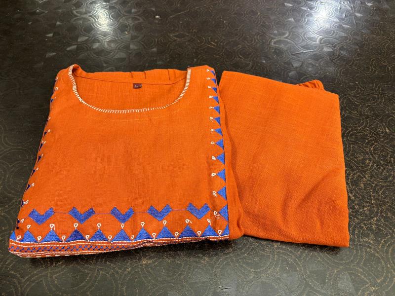Felocity cotton slub catalog indian orange kurti pants
