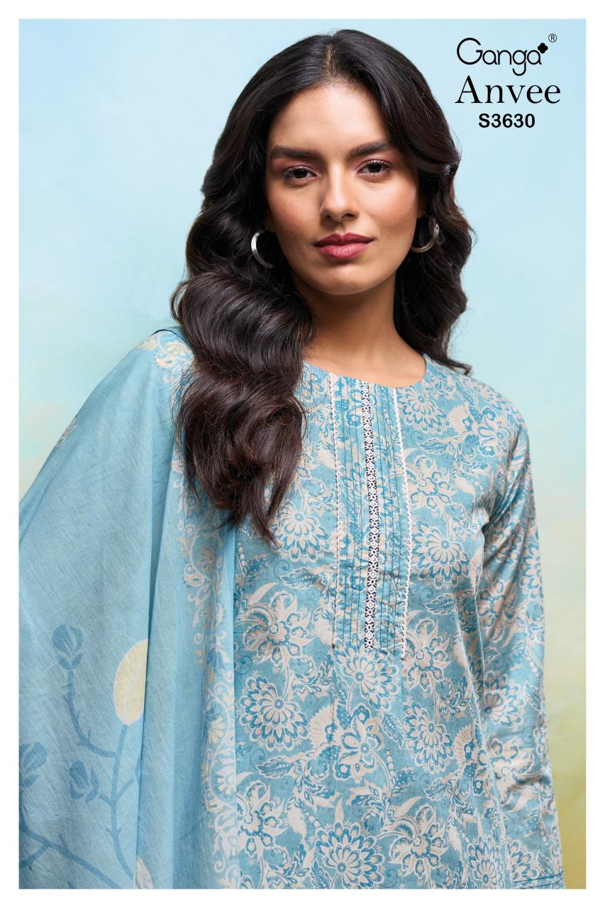 Ganga Anvee 3630 catalog salwar kameez designs catalogue surat