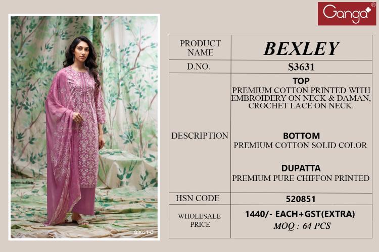 Ganga Bexley 3631 catalog designer salwar kameez wholesale in surat
