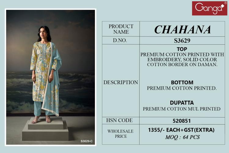 Ganga Chahana 3629 catalog online wholesale wedding salwar kameez