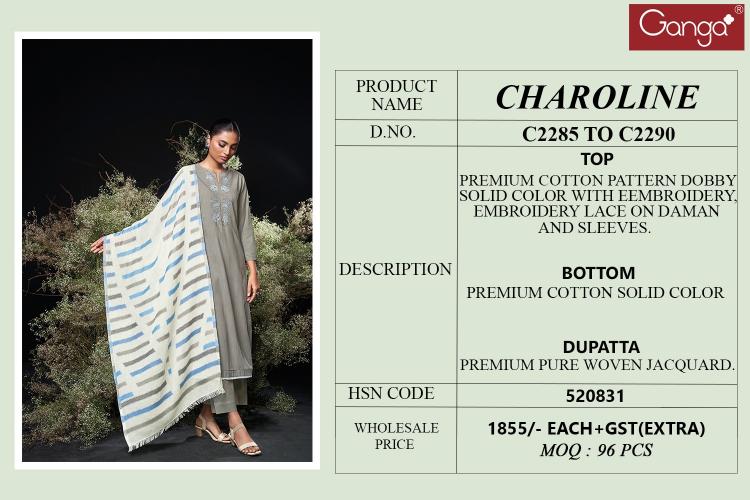 Ganga Charoline catalog wholesale dealers of salwar kameez in surat