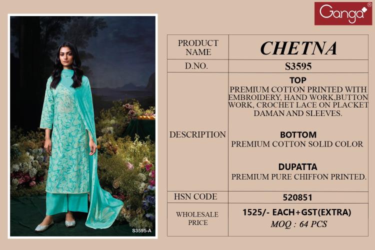 Ganga Chetna 3595 catalog surat salwar kameez online shopping