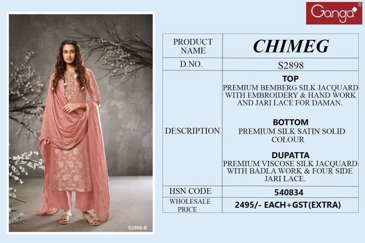 Ganga Chimeg 2898 catalog salwar kameez wholesale surat gujarat