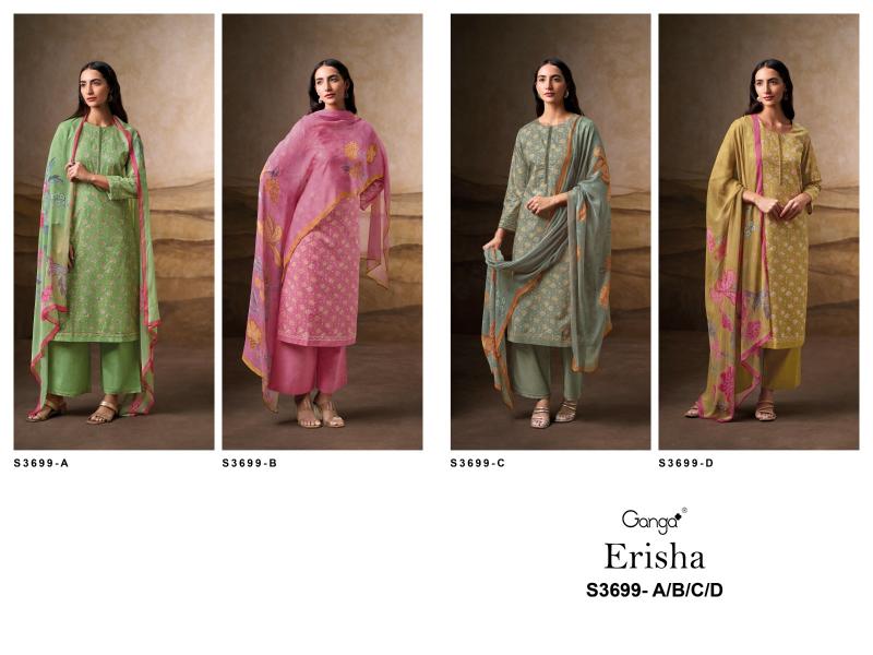 Ganga Erisha 3699 catalog unstitched salwar kameez wholesalers in kolkata 