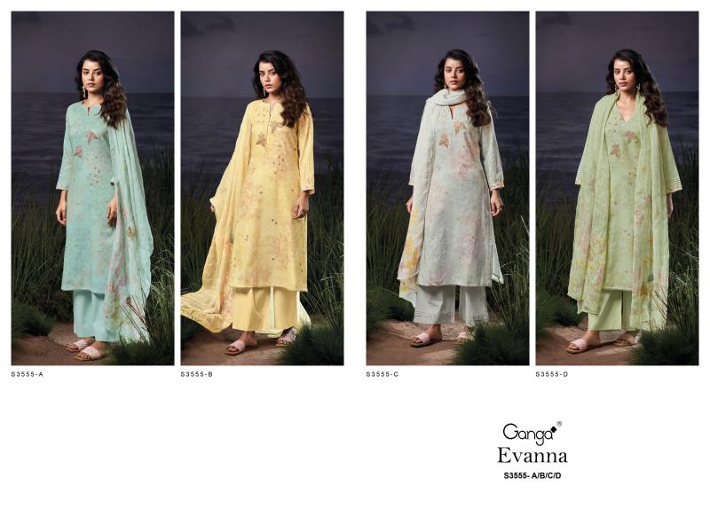 Ganga Evanna 3555 catalog wholesale salwar kameez surat