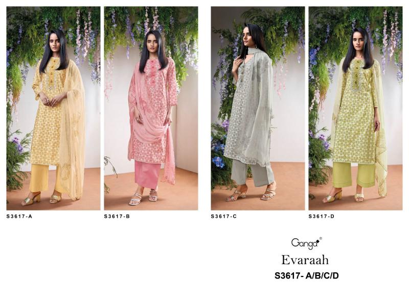 Ganga Evaraah 3617 catalog salwar kameez materials wholesale bangalore