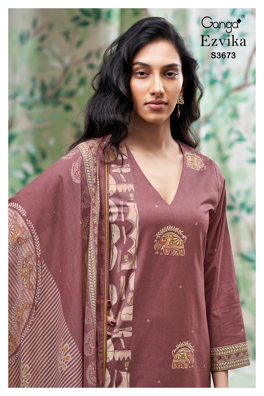 Ganga Ezvika 3673 catalog wholesale unstitched salwar kameez material in bangalore