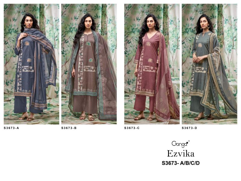 Ganga Ezvika 3673 catalog wholesale unstitched salwar kameez material in bangalore