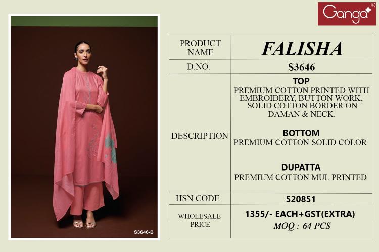 Ganga Falisha 3646 catalog wholesale salwar kameez online shopping in india