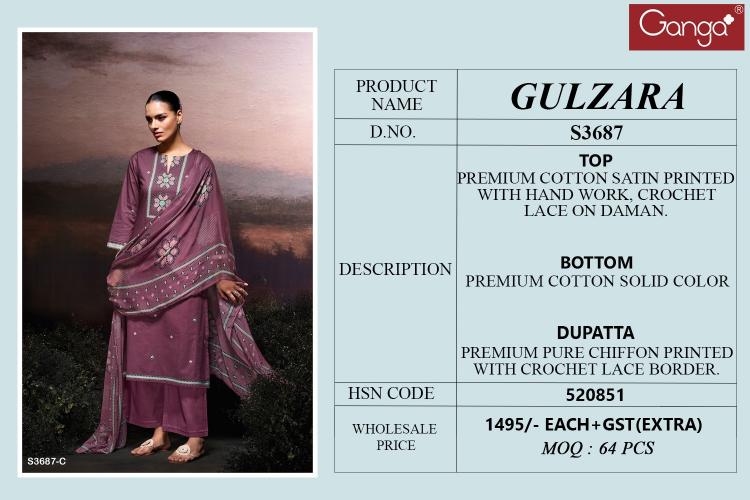 Ganga Gulzara 3687 catalog surat salwar kameez