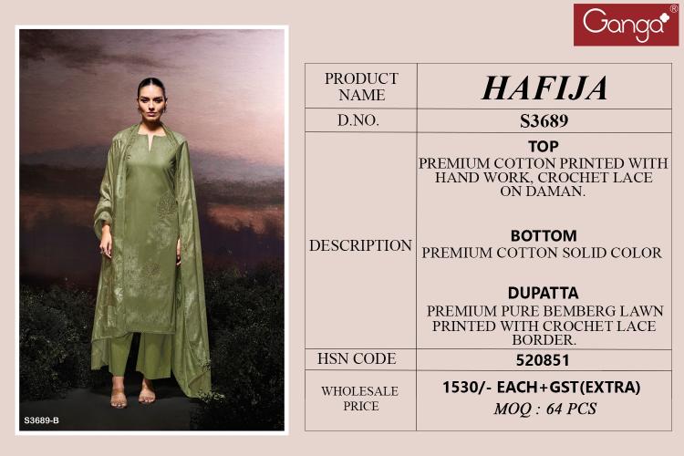 Ganga Hafija 3689 catalog top office wear wholesale brand salwar kameez