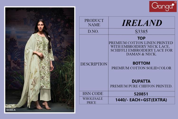 Ganga Ireland 3385 catalog salwar kameez dealers in surat