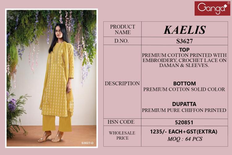 Ganga Kaelis 3627 catalog wholesale market of salwar kameez in surat