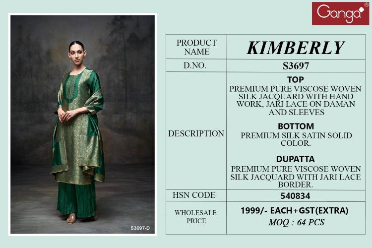 Ganga Kimberly 3697 catalog unstitched salwar kameez wholesalers uk