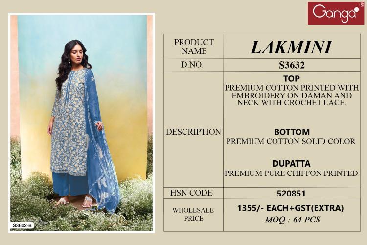 Ganga Lakmini 3632 catalog salwar kameez wholesaler forms