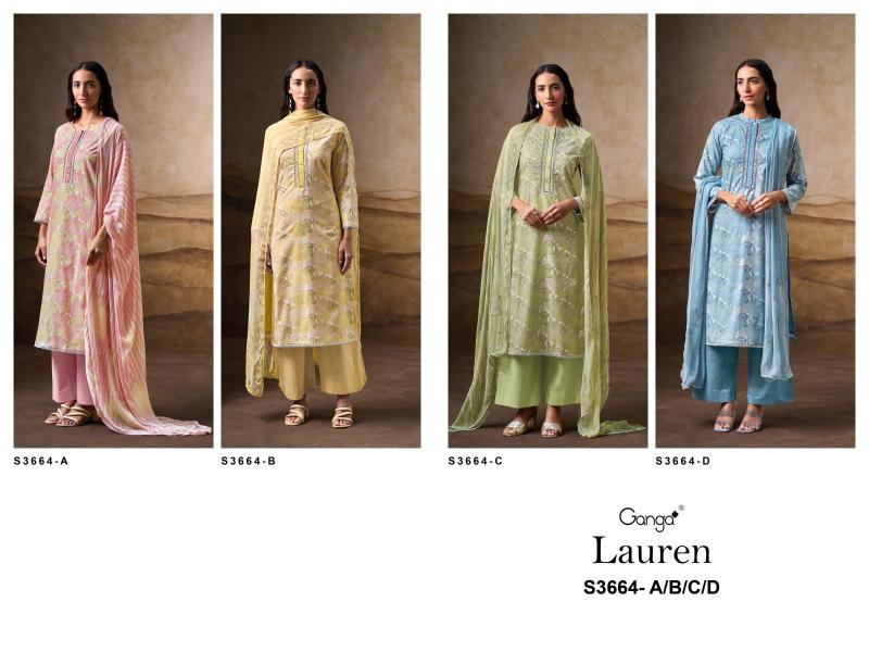 Ganga Lauren 3664 catalog surat salwar kameez wholesalers online