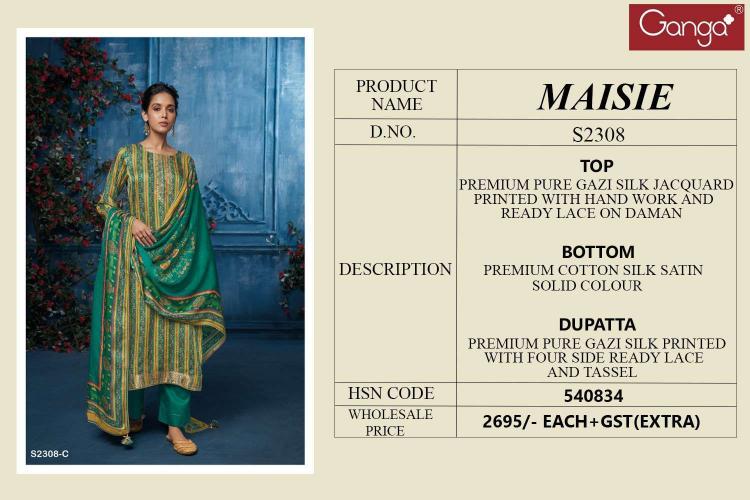 Ganga Maisie 2308 catalog designer salwar kameez manufacturers surat