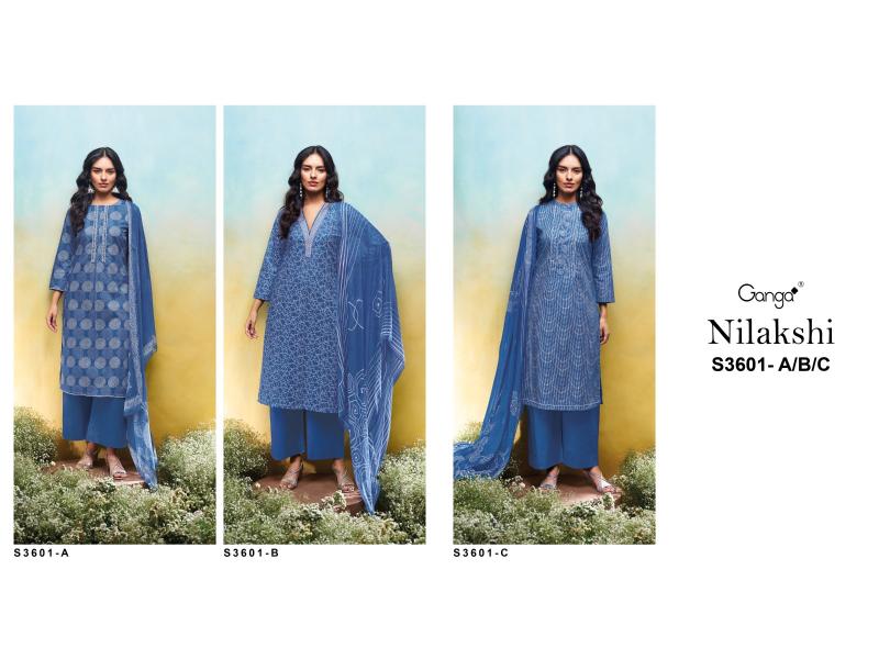 Ganga Nilakshi 3601 catalog cotton salwar kameez wholesale