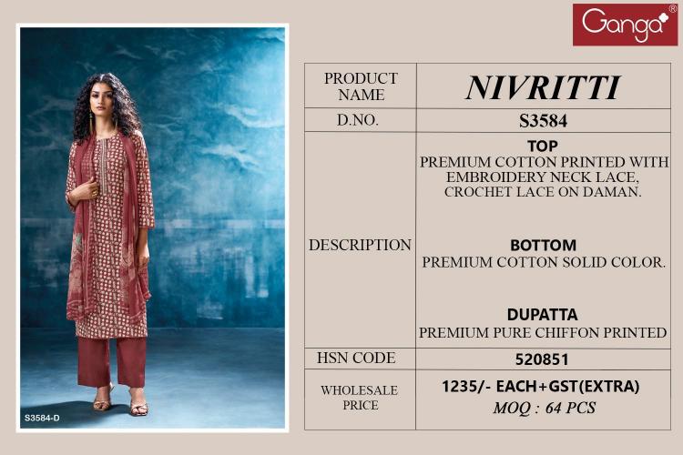 Ganga Nivritti 3584 catalog salwar kameez india wholesale