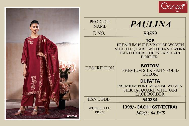 Ganga Paulina 3559 catalog salwar kameez wholesaler in surat