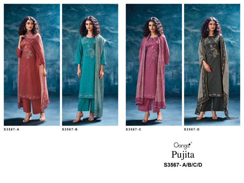 Ganga Pujita 3567 catalog unstitched salwar kameez wholesalers in india