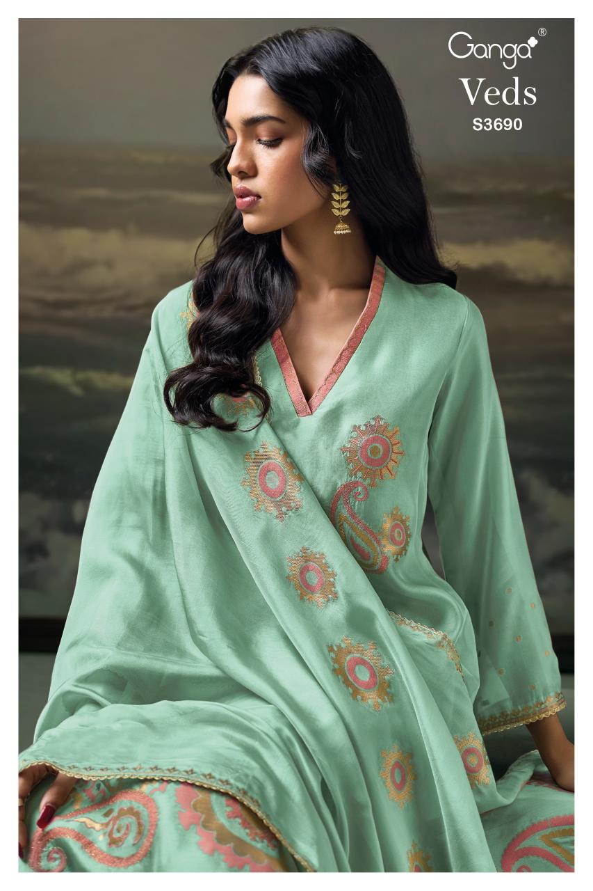 Ganga Veds 3690 catalog wholesale salwar kameez surat