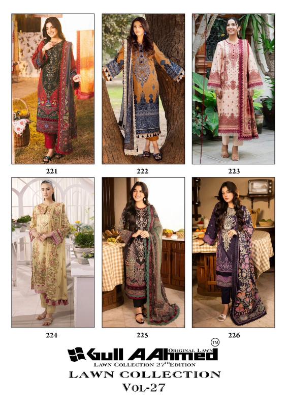 Gull AAhmed Lawn Vol-27 - Karachi Dress Material  - Wholesale Catalog
