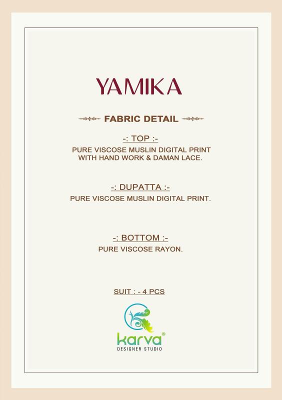 Karva Yamika catalog wholesale designer salwar kameez in surat