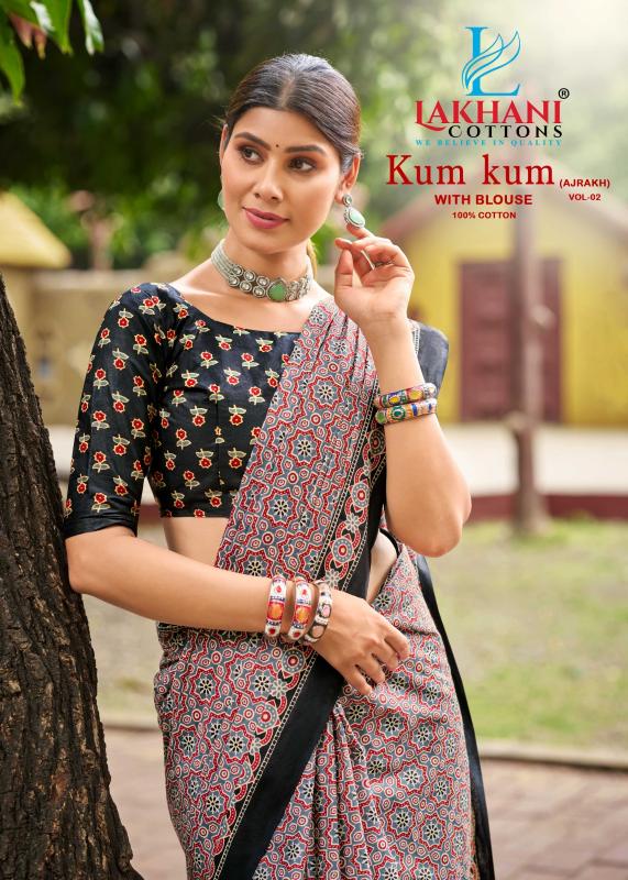 Lakhani Kum Kum  Ajrakh Vol-02 - Cotton Sarees  - Wholesale Catalog