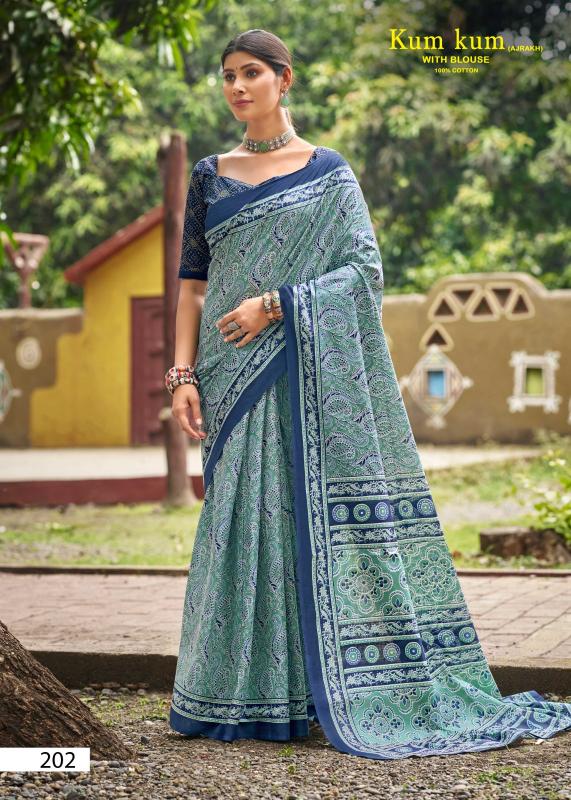 Lakhani Kum Kum  Ajrakh Vol-02 - Cotton Sarees  - Wholesale Catalog