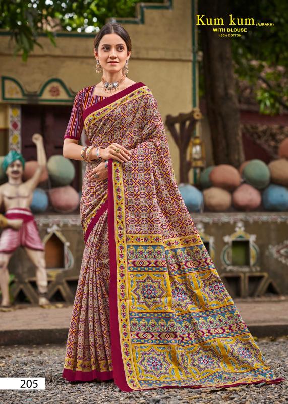 Lakhani Kum Kum  Ajrakh Vol-02 - Cotton Sarees  - Wholesale Catalog