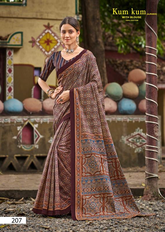 Lakhani Kum Kum  Ajrakh Vol-02 - Cotton Sarees  - Wholesale Catalog
