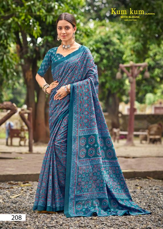 Lakhani Kum Kum  Ajrakh Vol-02 - Cotton Sarees  - Wholesale Catalog