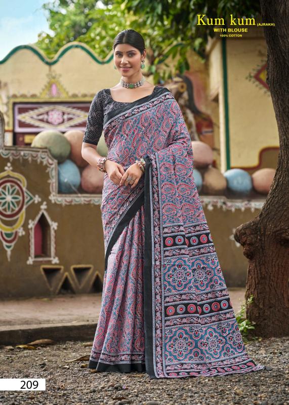 Lakhani Kum Kum  Ajrakh Vol-02 - Cotton Sarees  - Wholesale Catalog