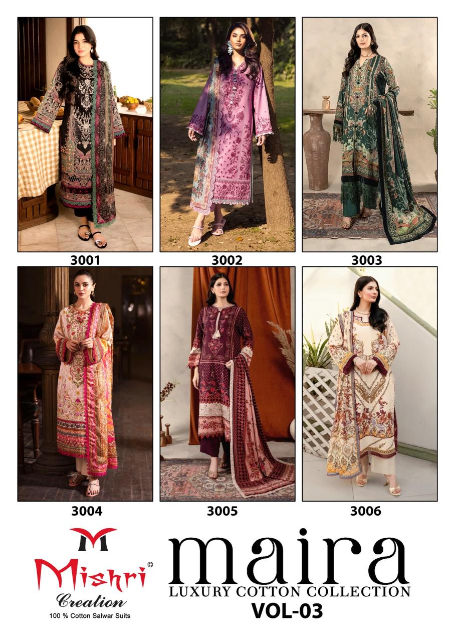 Mishri Maira Vol-03 - Karachi Dress Material  - Wholesale Catalog