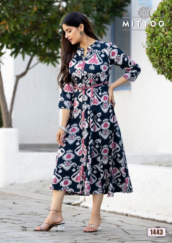 Mittoo Belt Vol 21 catalog Rayon Printed western dress wholesaler