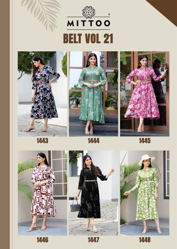 Mittoo Belt Vol 21 catalog Rayon Printed western dress wholesaler