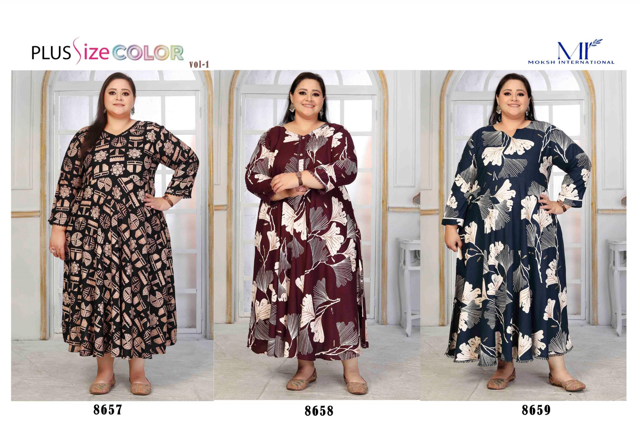 Moksh International Plus Size Color Vol 1 catalog indian long kurti plus size