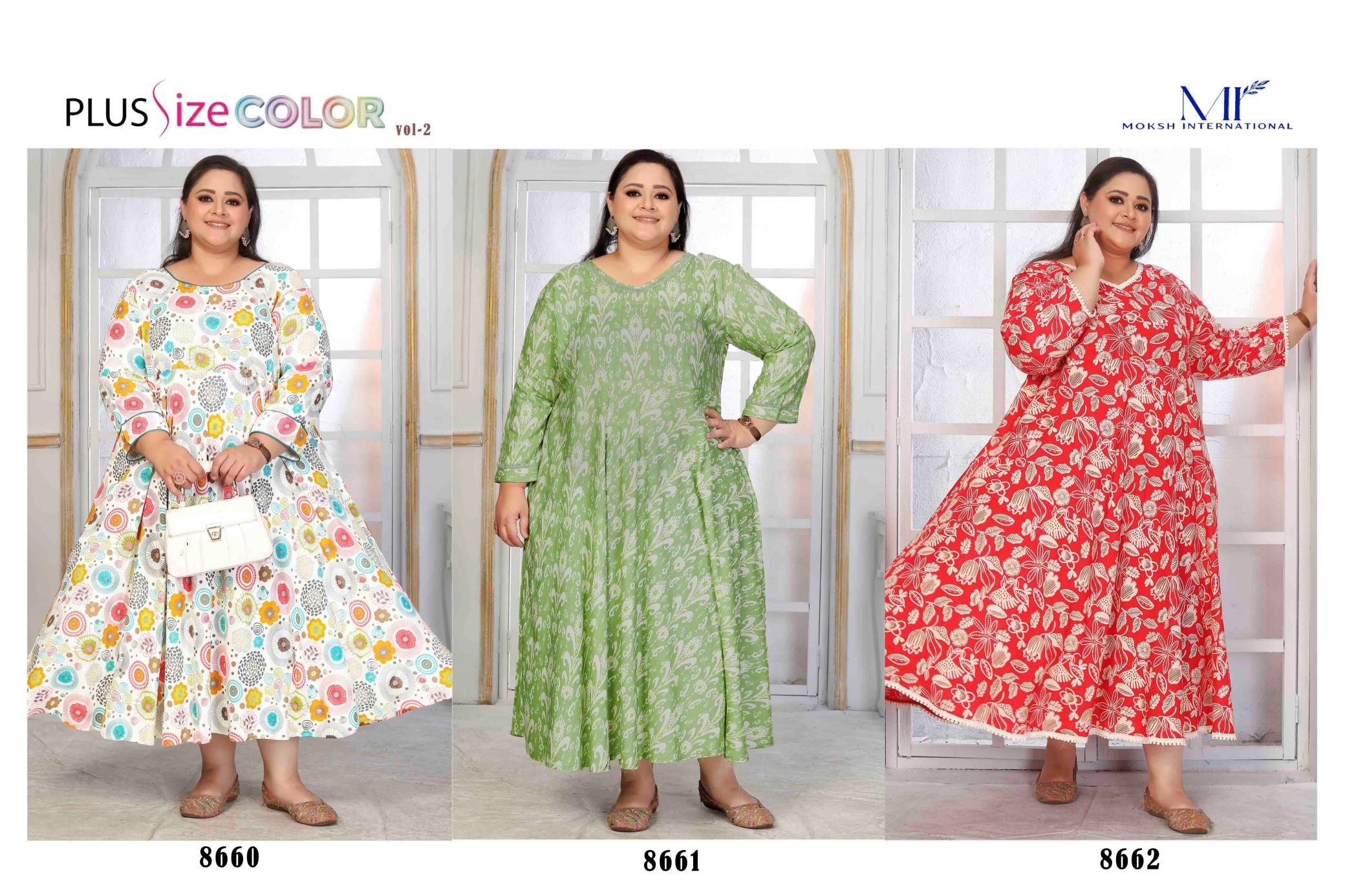 Moksh International Plus Size Color Vol 2 catalog plus size anarkali kurtis online in india