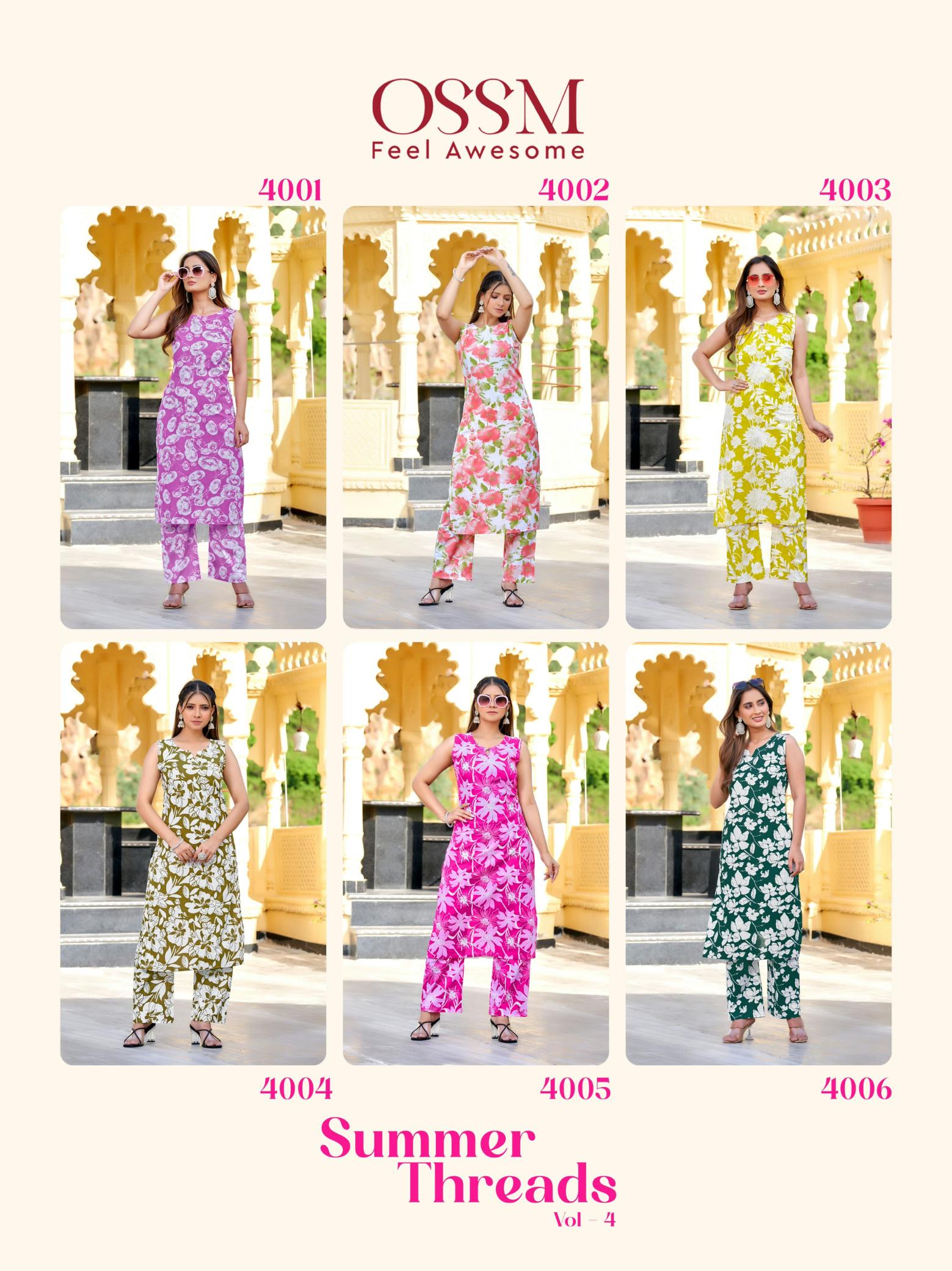 Ossm Summer Threads Vol 4 catalog sleevless luxury co ord sets