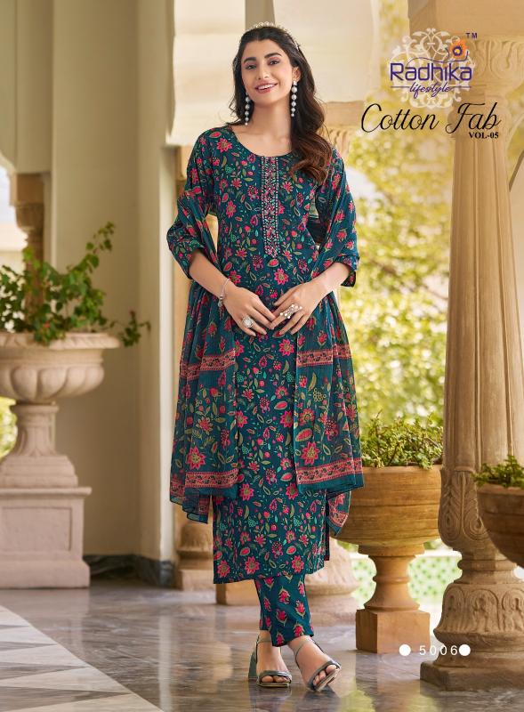 Radhika Lifestyle Cotton Fab Vol 5 catalog cotton embroidered kurti online india