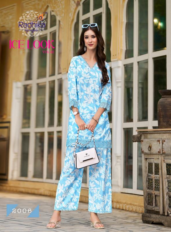 Radhika Lifestyle Ice Look Vol 1 Catalog modest co ord sets wholesale