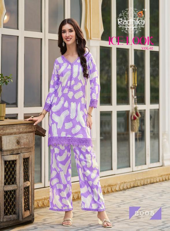 Radhika Lifestyle Ice Look Vol 1 Catalog modest co ord sets wholesale